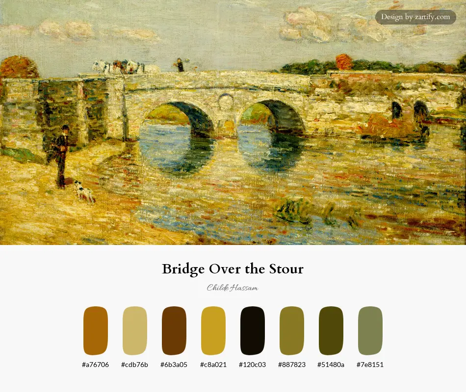 Bridge Over the Stour-palette by Childe Hassam