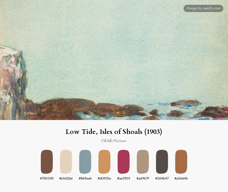 Low Tide, Isles of Shoals (1903)-palette by Childe Hassam