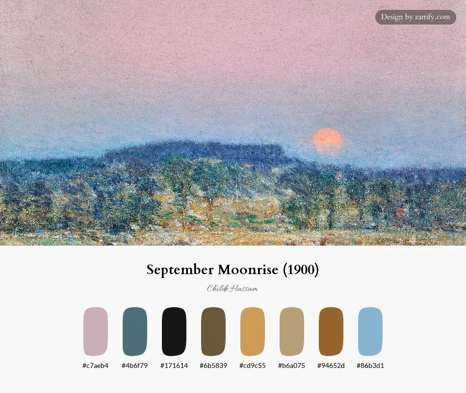 September Moonrise (1900)-palette by Childe Hassam
