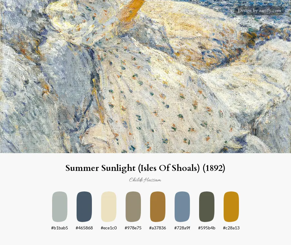 HEX color palette extracted from Summer Sunlight (Isles Of Shoals) (1892)-palette by Childe Hassam