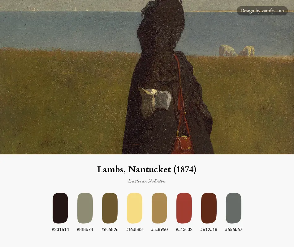 HEX color palette extracted from Lambs, Nantucket (1874)-palette by Eastman Johnson