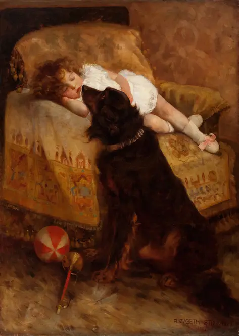 Sleeping Child with Dog (1887) by Elizabeth Strong