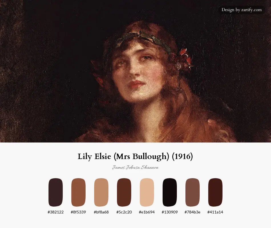 HEX color palette extracted from Lily Elsie (Mrs Bullough) (1916)-palette by James Jebusa Shannon