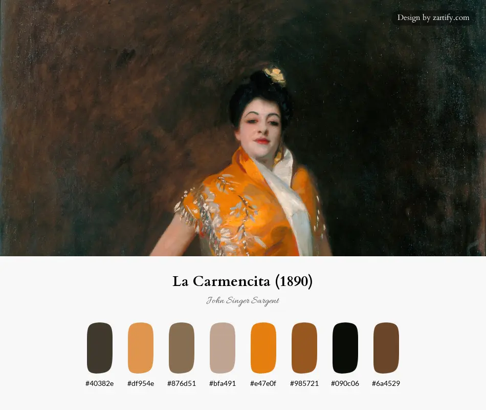 La Carmencita (1890)-palette by John Singer Sargent