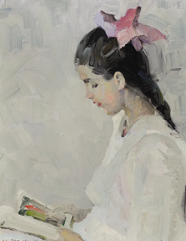 Portrait of Vivian E. Dunton with Book (circa 1920) by William Herbert Dunton