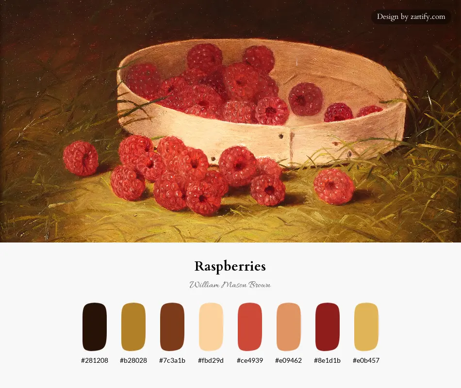 HEX color palette extracted from Raspberries-palette by William Mason Brown
