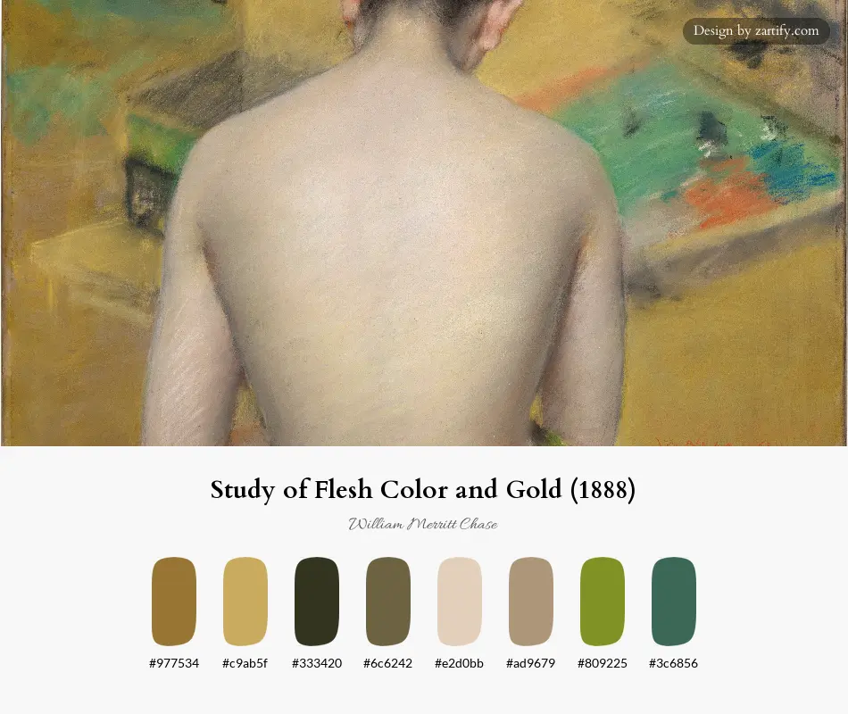 HEX color palette extracted from Study of Flesh Color and Gold (1888)-palette by William Merritt Chase