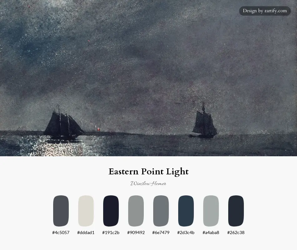HEX color palette extracted from Eastern Point Light-palette by Winslow Homer