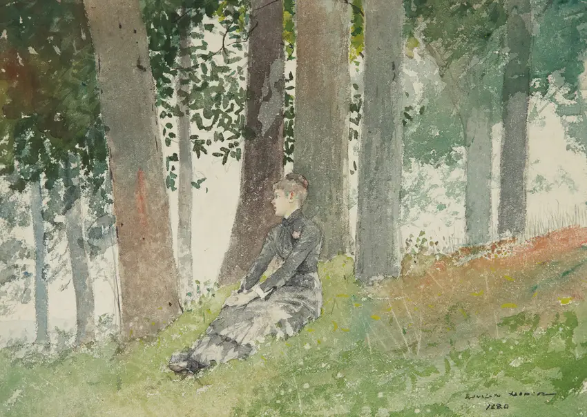 Girl Seated In A Grove (1880) by Winslow Homer
