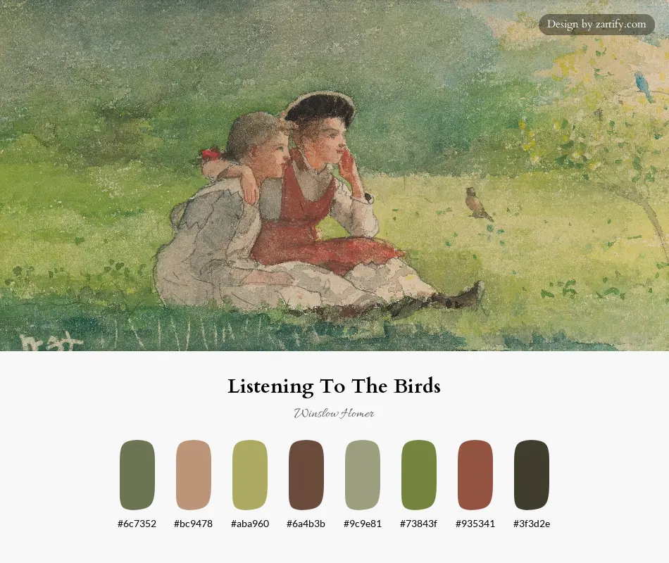 Listening To The Birds-palette by Winslow Homer