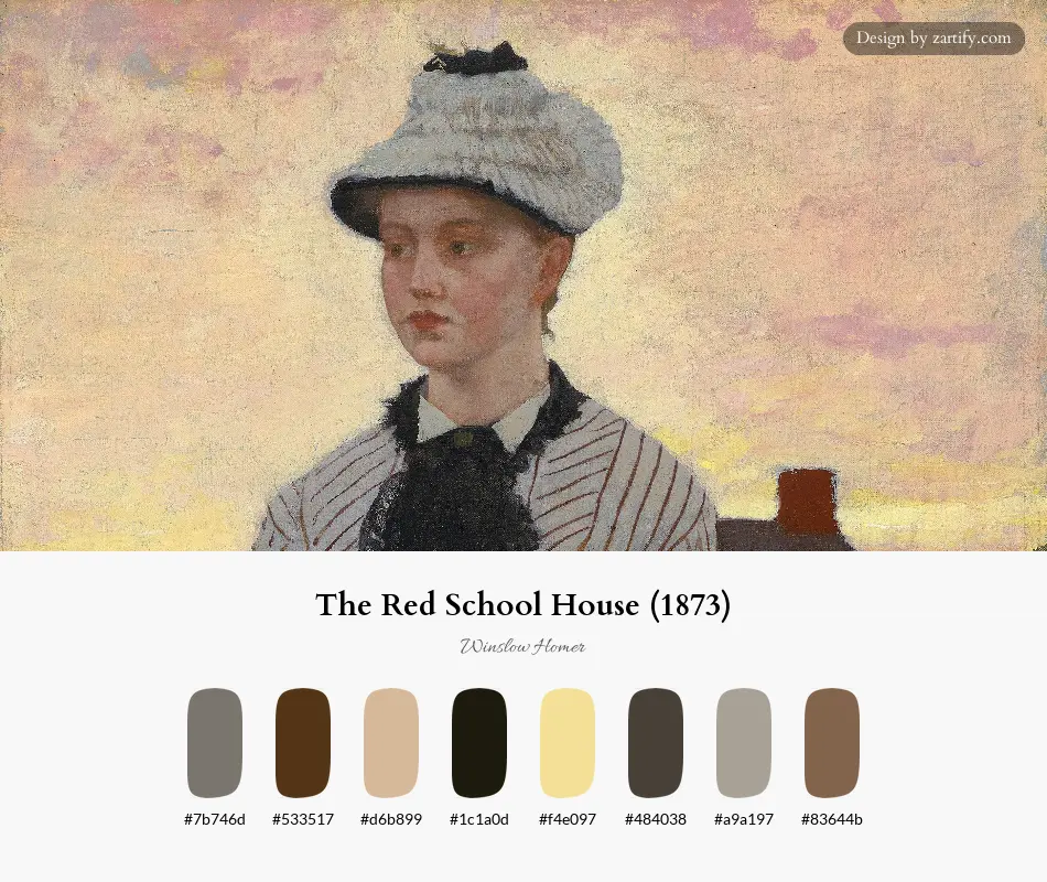 The Red School House (1873)-palette by Winslow Homer