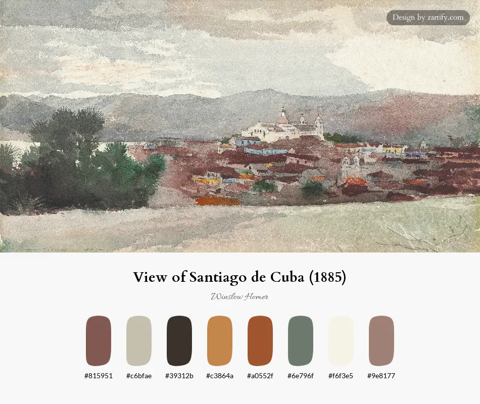 HEX color palette extracted from View of Santiago de Cuba (1885)-palette by Winslow Homer