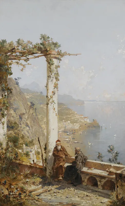 Amalfi Above The Bay Of Naples (1888)-full by Franz Richard Unterberger
