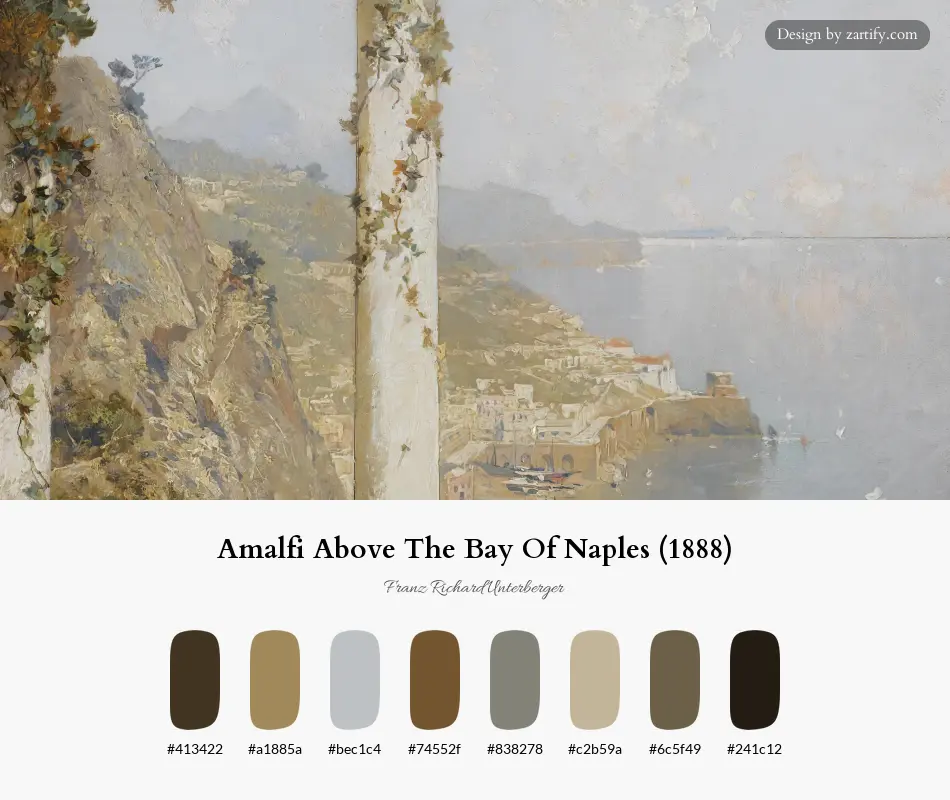 Amalfi Above The Bay Of Naples (1888)-palette by Franz Richard Unterberger