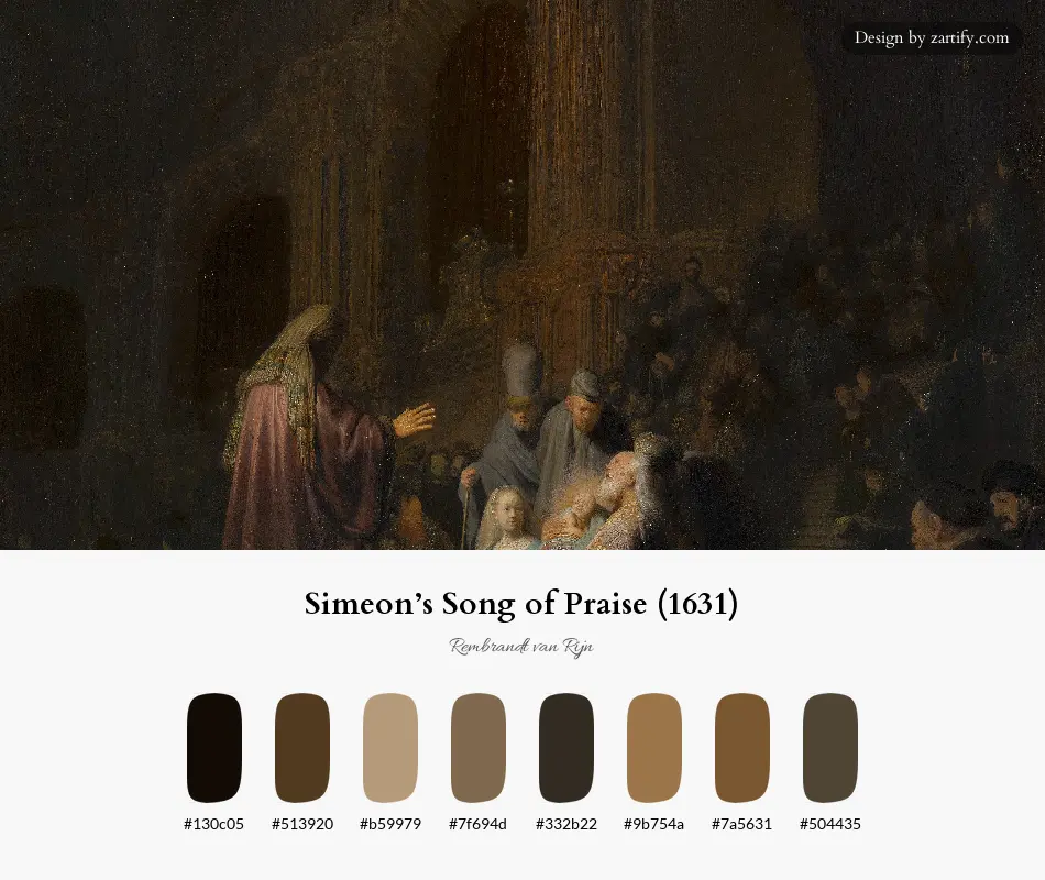HEX color palette extracted from Simeon’s Song of Praise (1631)-palette by Rembrandt van Rijn