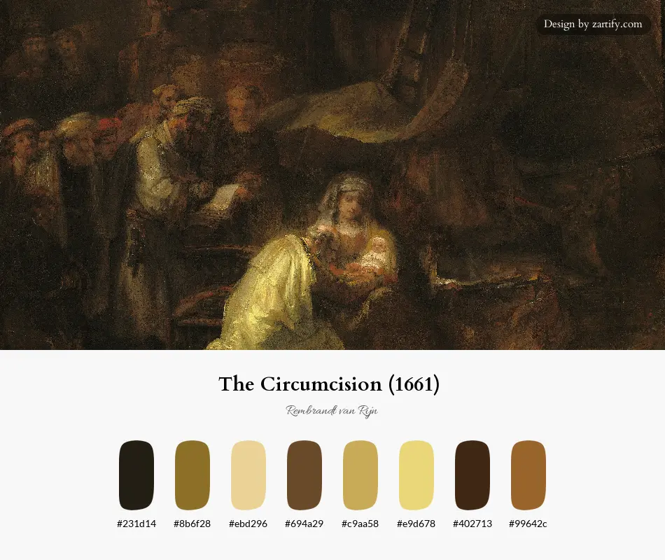 HEX color palette extracted from The Circumcision (1661) -palette by Rembrandt van Rijn