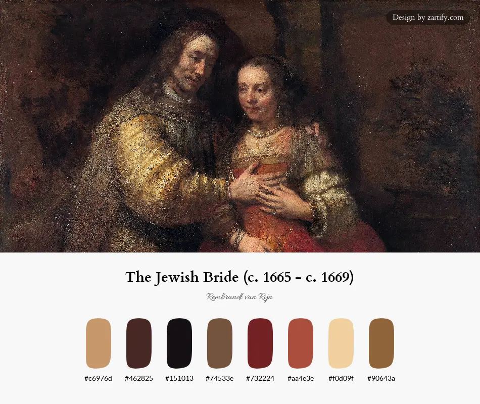The Jewish Bride (c. 1665 - c. 1669)-palette by Rembrandt van Rijn