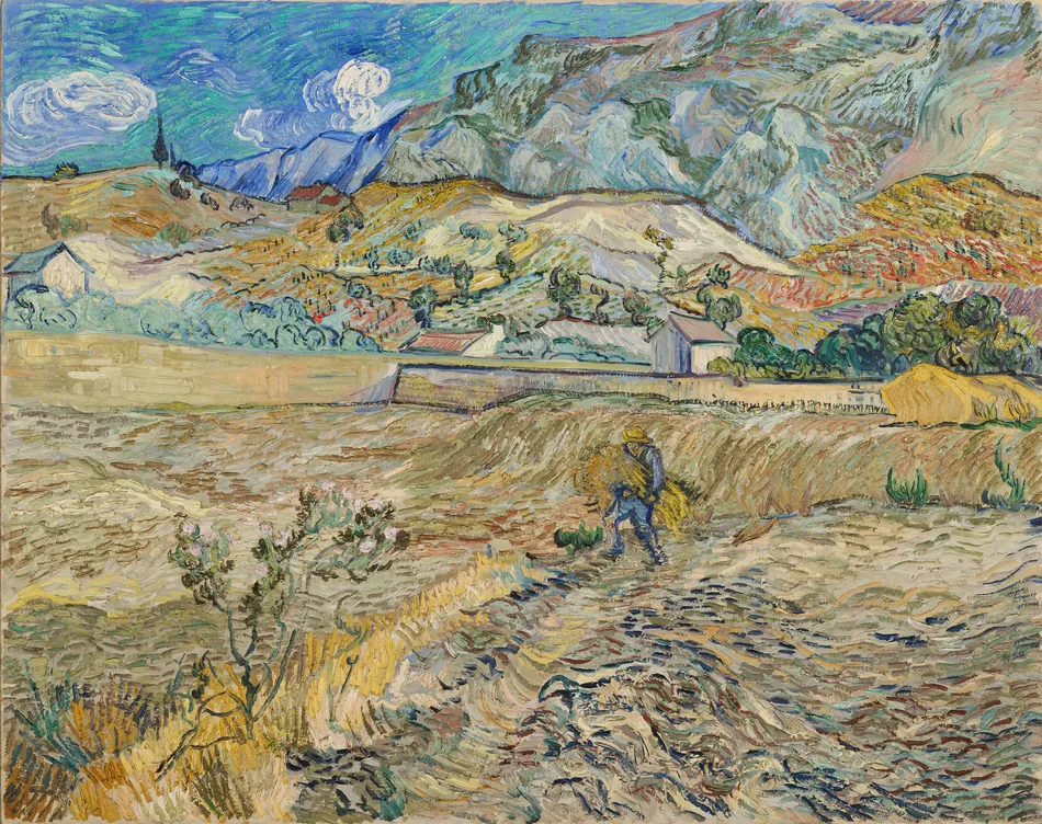 Landscape at Saint-Rémy (Enclosed Field with Peasant) (1889)-full by Vincent van Gogh