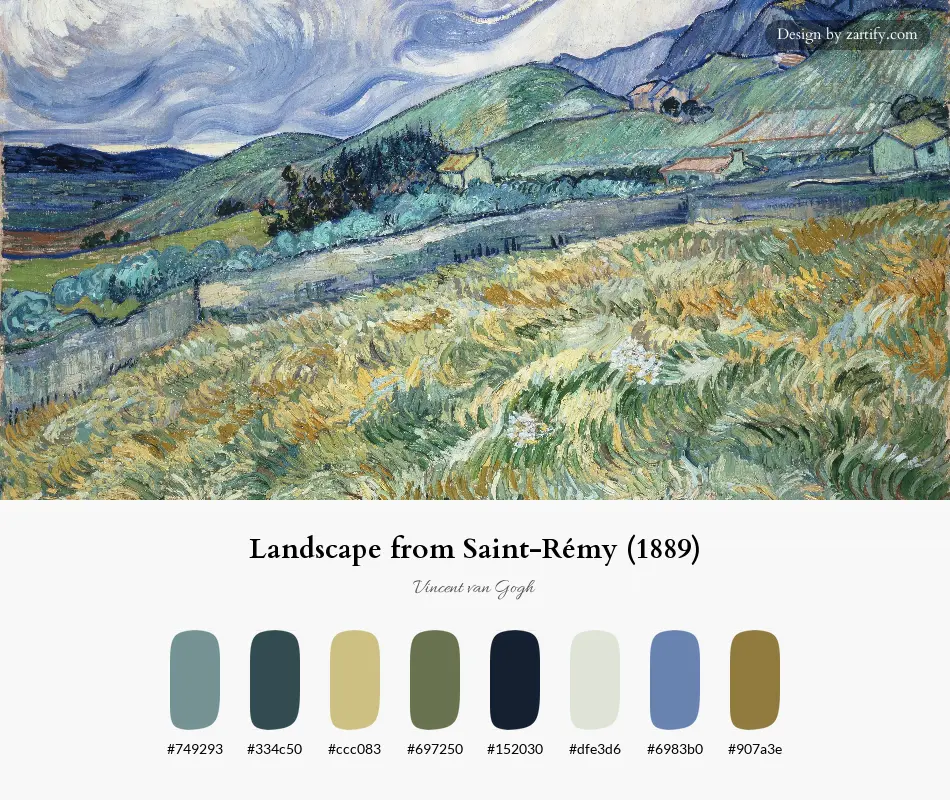 Landscape from Saint-Rémy (1889)-palette by Vincent van Gogh