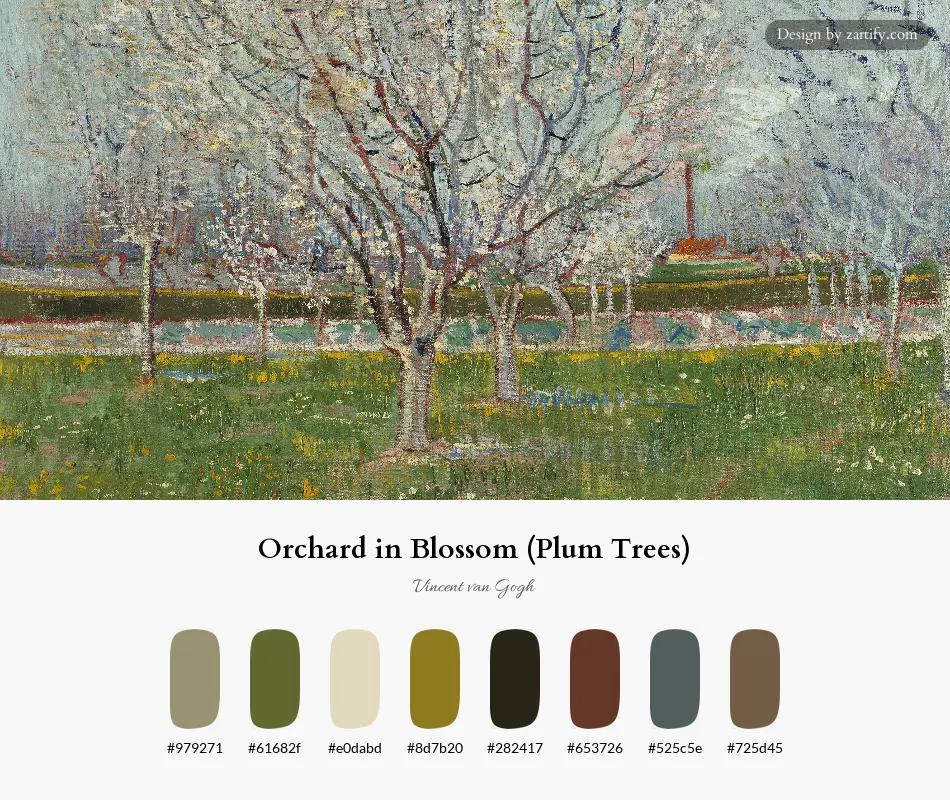 Orchard in Blossom (Plum Trees)-palette by Vincent van Gogh
