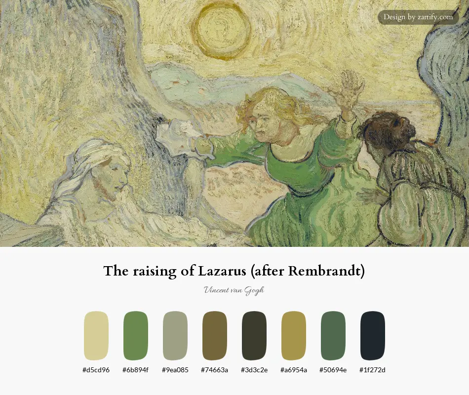 HEX color palette extracted from The raising of Lazarus (after Rembrandt)-palette by Vincent van Gogh