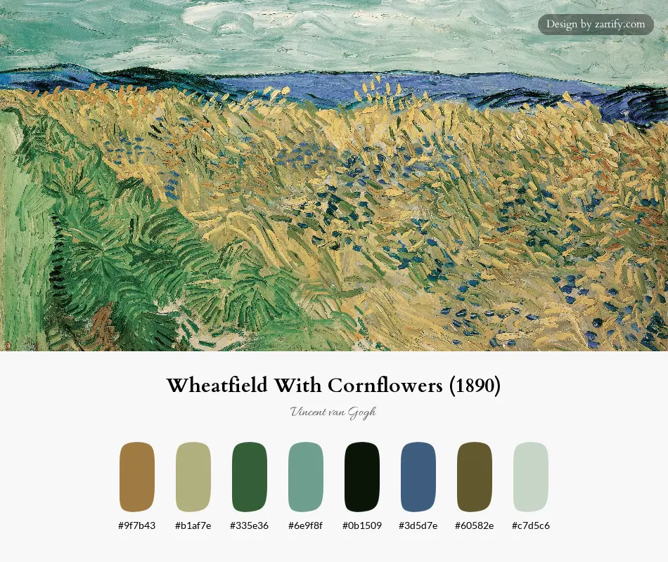 Wheatfield With Cornflowers (1890)-palette by Vincent van Gogh