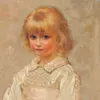 Portrait Of A Young Girl In A Pink And White Smock Dress (1886)-d2 by Arthur Dampier May