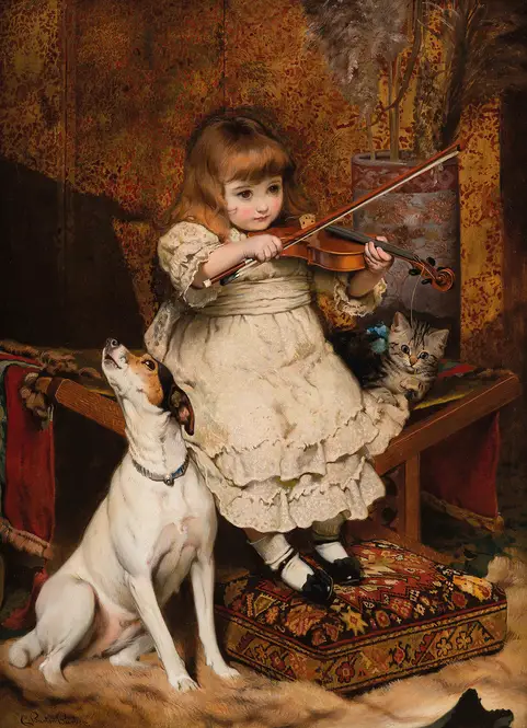 The little violinist (1887) by Charles Burton Barber