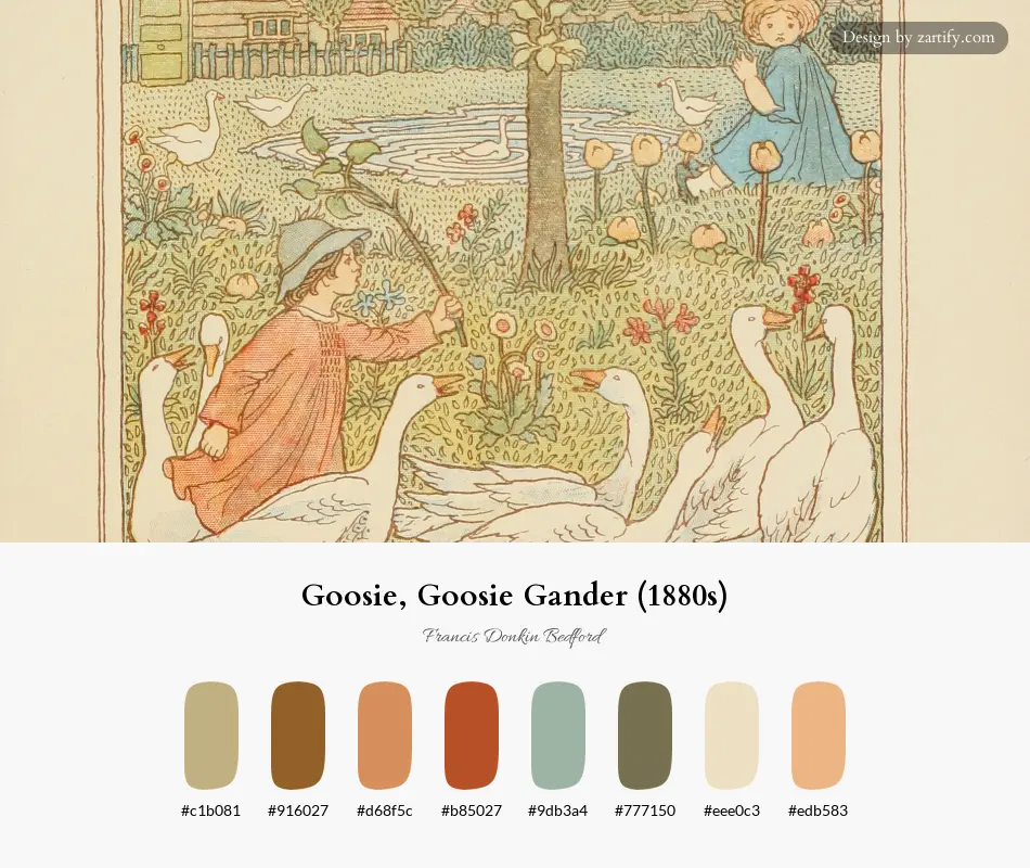HEX color palette extracted from Goosie, Goosie Gander (1880s)-palette by Francis Donkin Bedford