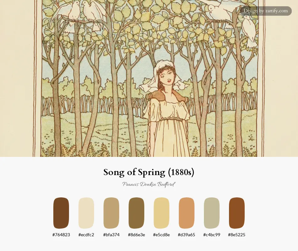 HEX color palette extracted from Song of Spring (1880s)-palette by Francis Donkin Bedford