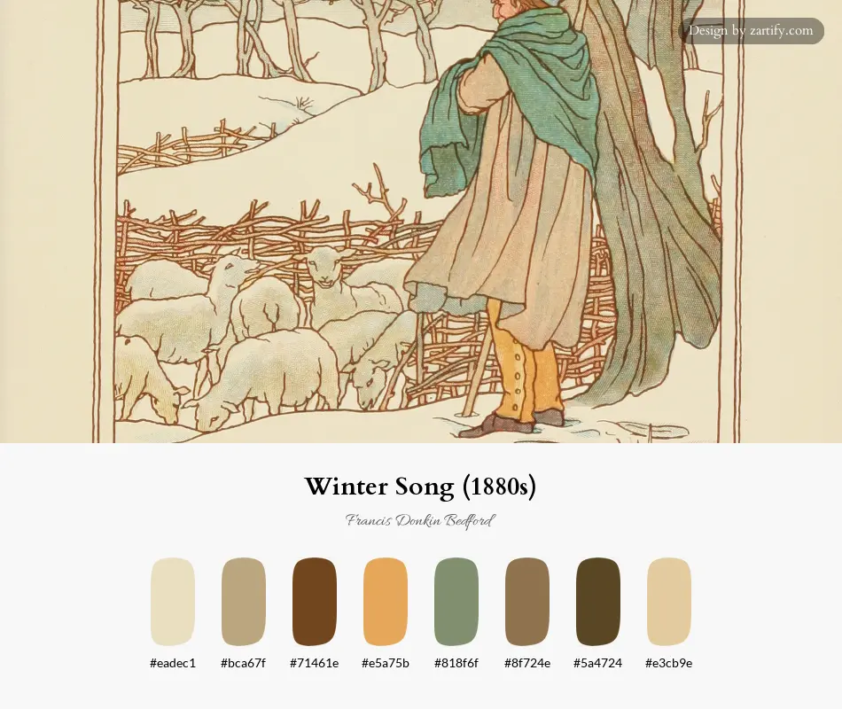 HEX color palette extracted from Winter Song (1880s)-palette by Francis Donkin Bedford