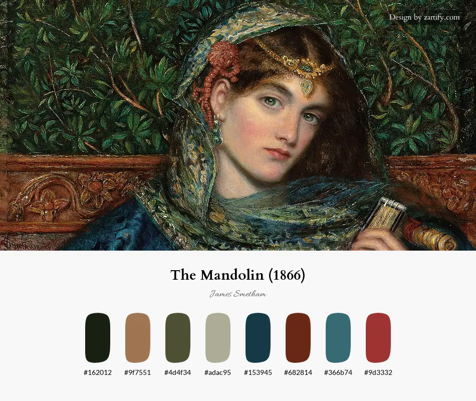 The Mandolin (1866)-palette by James Smetham