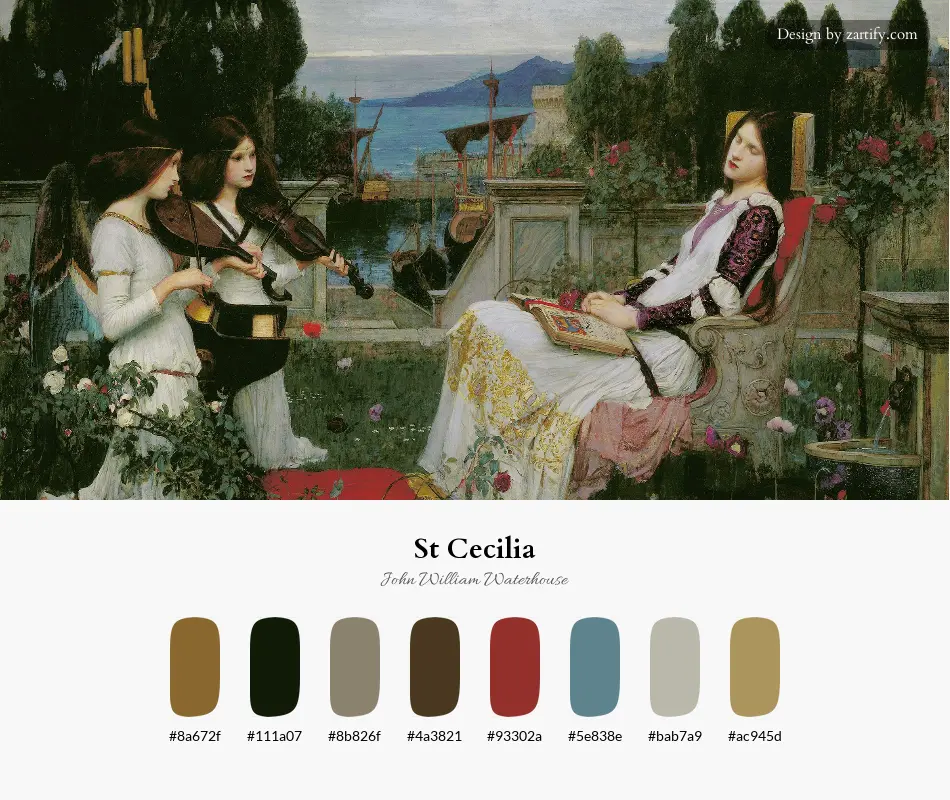 HEX color palette extracted from St Cecilia-palette by John William Waterhouse
