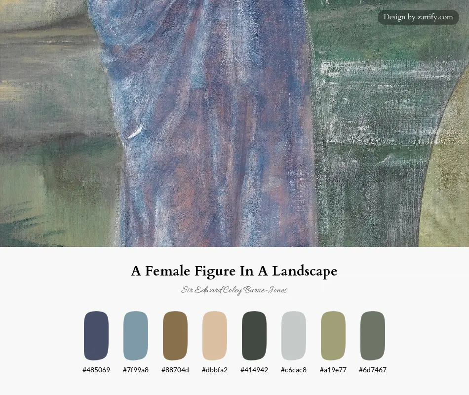 A Female Figure In A Landscape-palette by Sir Edward Coley Burne-Jones