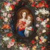 The Madonna and Child surrounded by a floral garland-d2 by Jan Brueghel the Younger
