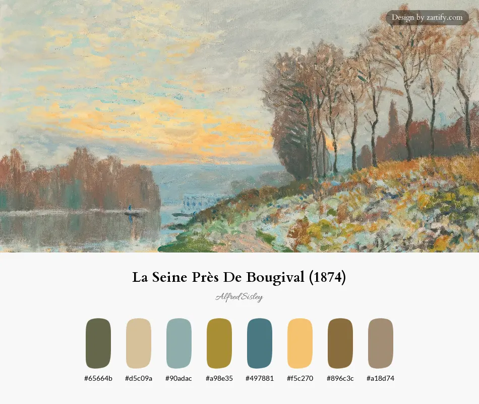 La Seine Près De Bougival (1874)-palette by Alfred Sisley