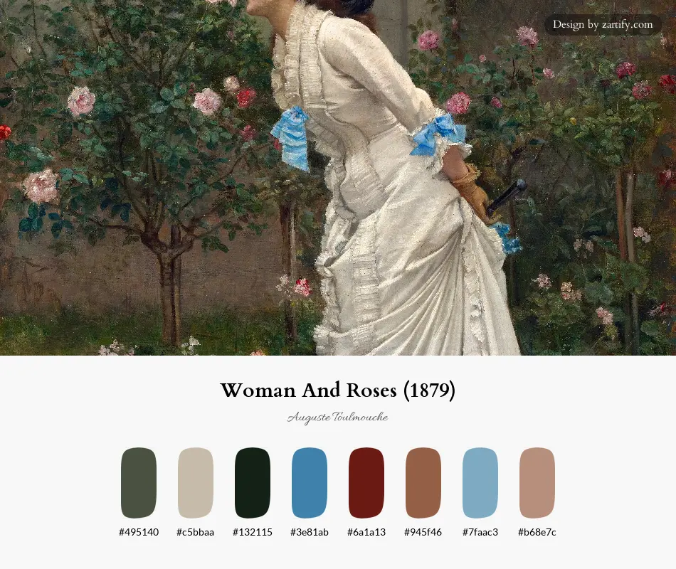 Woman And Roses (1879)-palette by Auguste Toulmouche