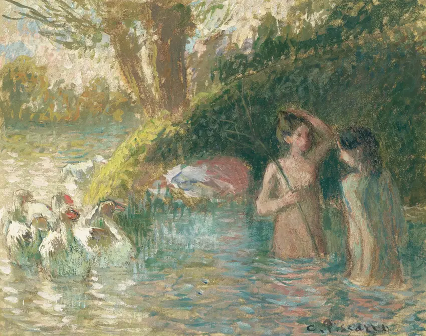 Baigneuses gardeuses d’oies (1895-1896) by Camille Pissarro
