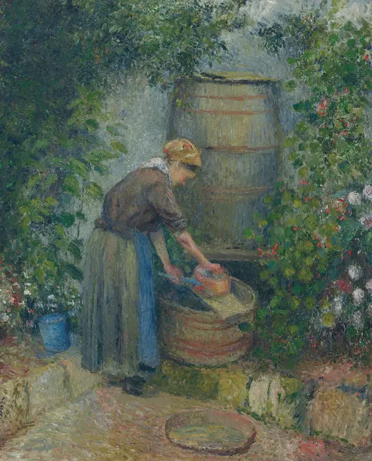 Femme lavant une casserole (1879) by Camille Pissarro