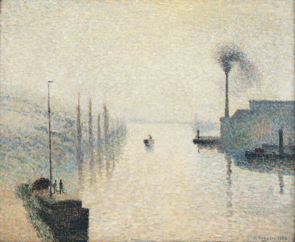 L’Île Lacroix, Rouen (The Effect of Fog)-full by Camille Pissarro