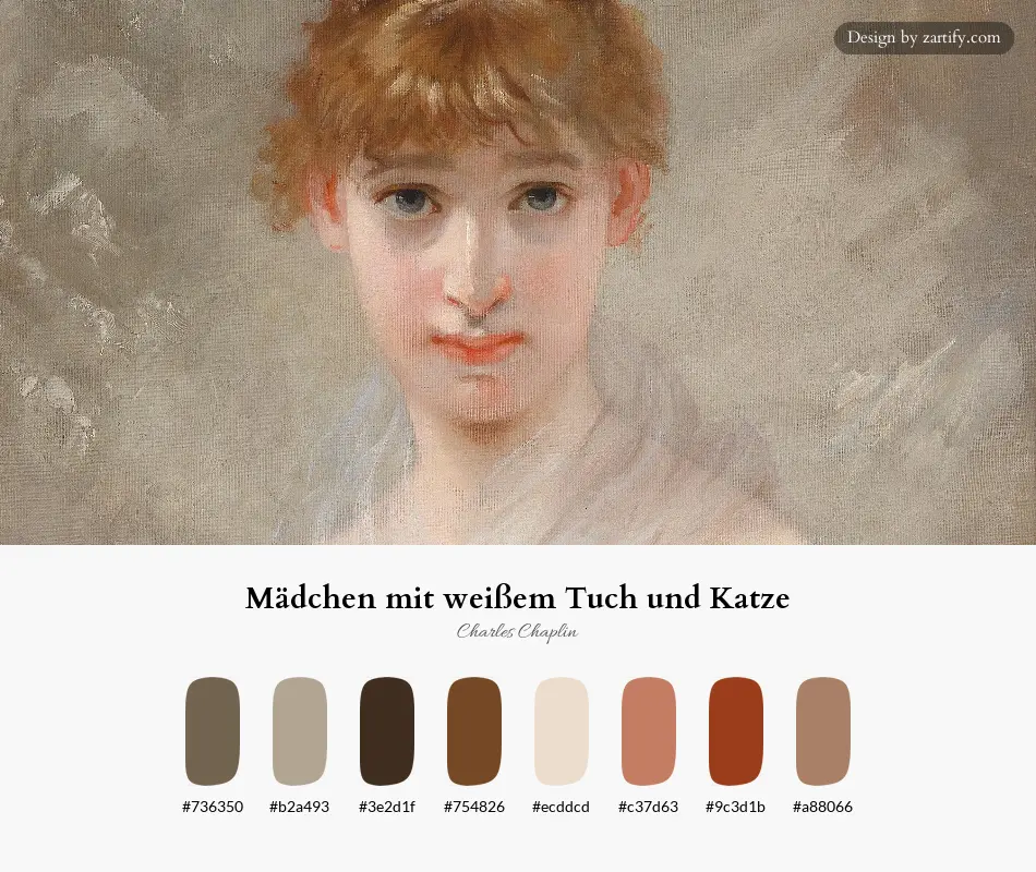 Mädchen mit weißem Tuch und Katze-palette by Charles Chaplin