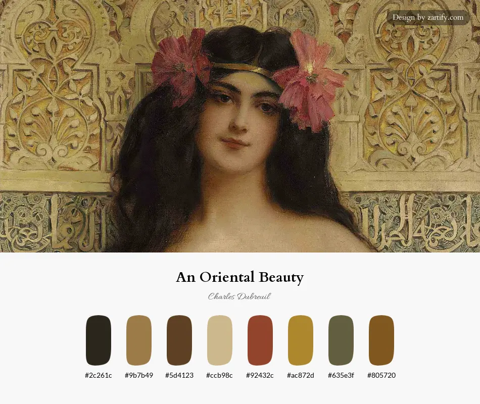 HEX color palette extracted from An Oriental Beauty-palette by Charles Dubreuil