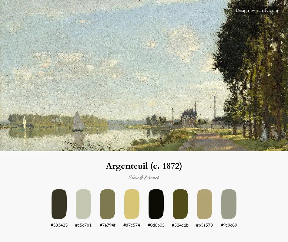 HEX color palette extracted from Argenteuil (c. 1872)-palette by Claude Monet