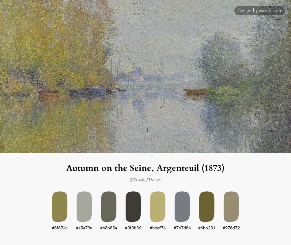 Autumn on the Seine, Argenteuil (1873)-palette by Claude Monet