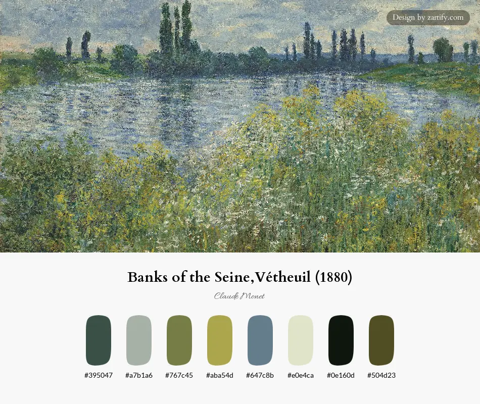 Banks of the Seine,Vétheuil (1880)-palette by Claude Monet