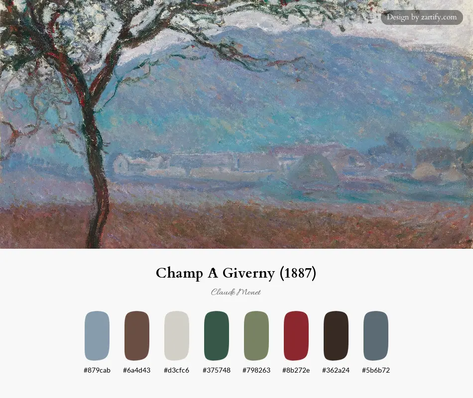 Champ À Giverny (1887)-palette by Claude Monet