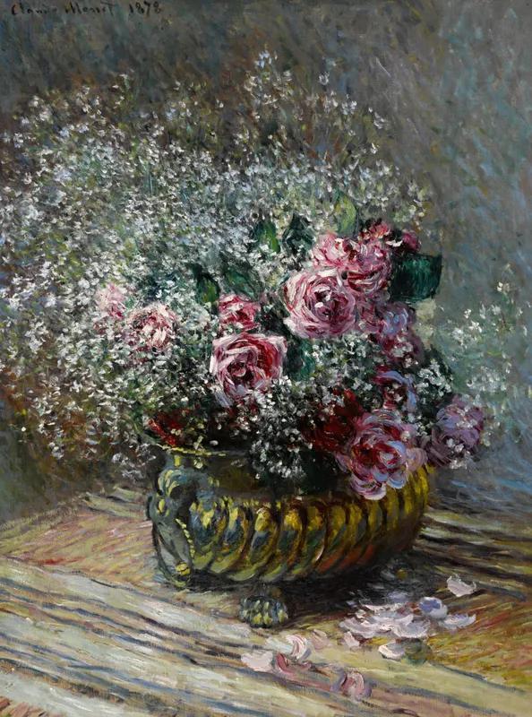 Fleurs dans un pot (Roses et brouillard) (1878)-full by Claude Monet