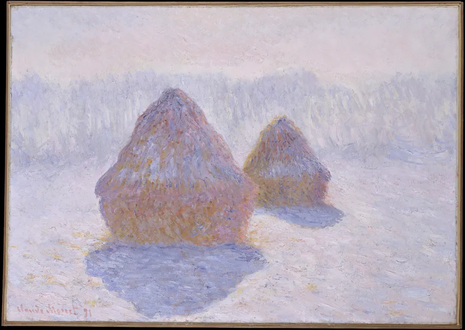 Haystacks (Effect of Snow and Sun) (1891)-full by Claude Monet