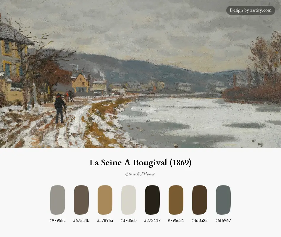 La Seine À Bougival (1869)-palette by Claude Monet