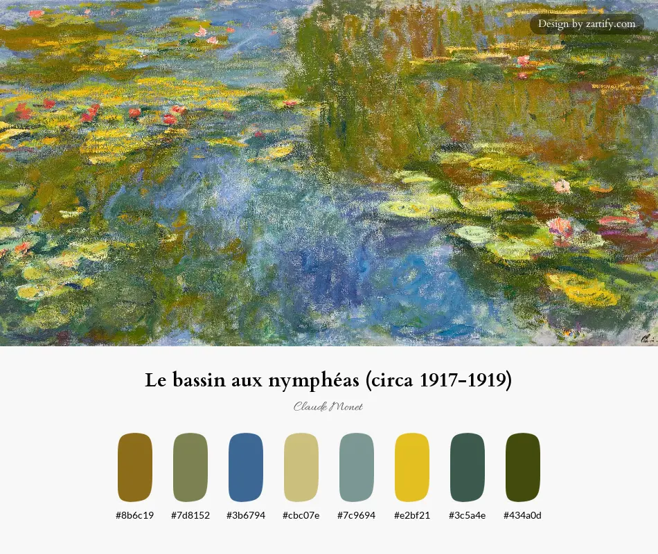 Le bassin aux nymphéas (circa 1917-1919)-palette by Claude Monet